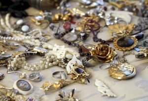 vintage necklaces and jewelry for sale in the antique shop